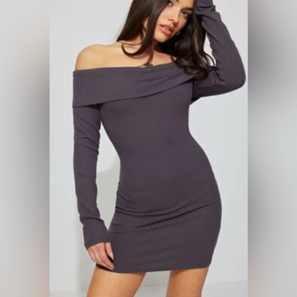 NWOT Garage Ribbed Off the Shoulder Long sleeve Mini Dress XS